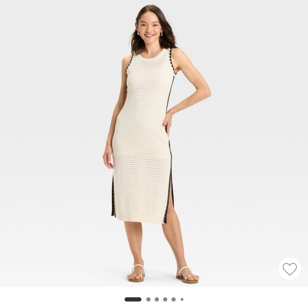 A New Day Cream and Black Knit Midi Dress